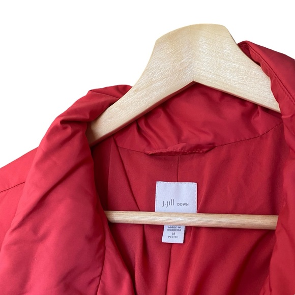 J. Jill Red Down Filled Winter Puffer Jacket Womens Medium Petite - Picture 4 of 5